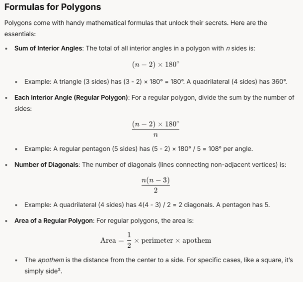 Formulas for Polygons