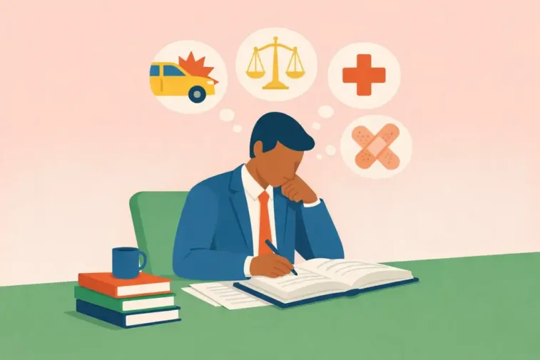 Injury Lawyer Focus and Concentration Image